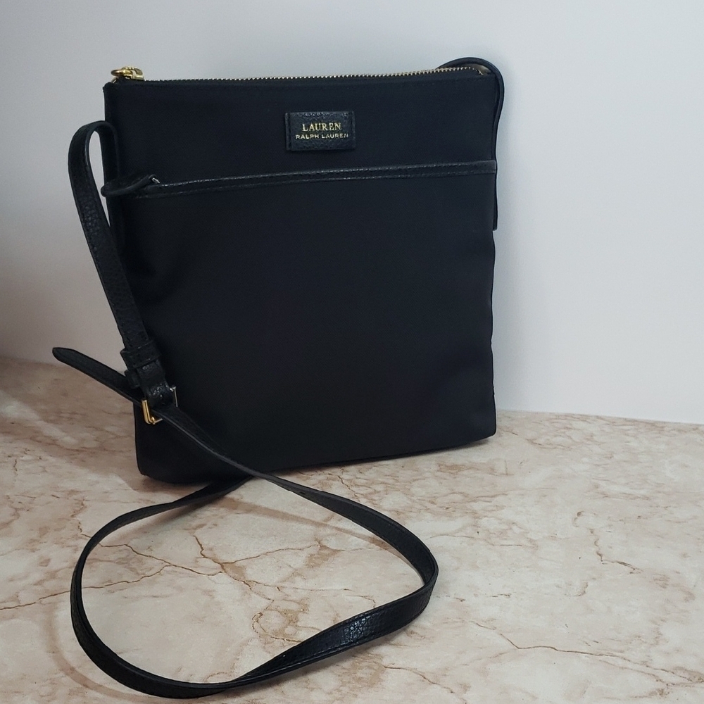 Lauren Ralph Lauren Elegant Black Canvasc Crossbody Bag